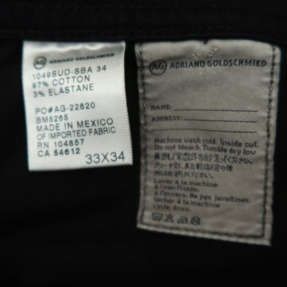 Adriano Goldschmied Jeans Mens Size 33x34 Black Protege Straight Stretch Denim - Picture 6 of 16